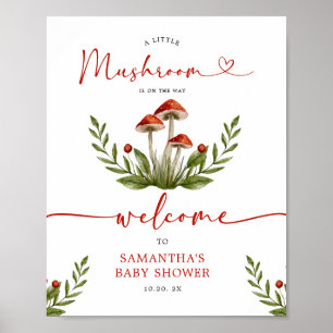 Modern Little Mushroom Baby Shower Welcome Sign