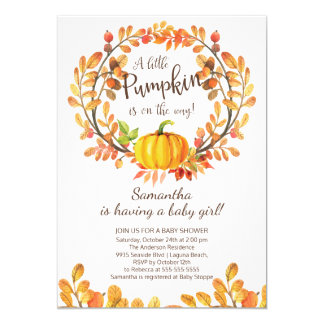 Little Pumpkin Baby Shower Invitations & Announcements ...