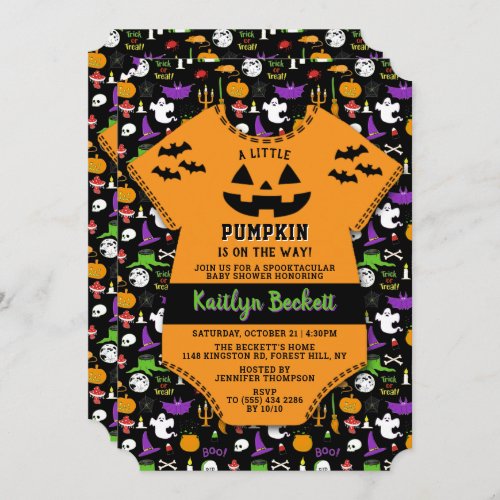 Modern Little Pumpkin Halloween Baby Shower Invitation