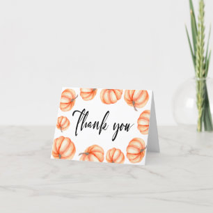 Modern Little Pumpkin Halloween Fall Baby Shower Thank You Card
