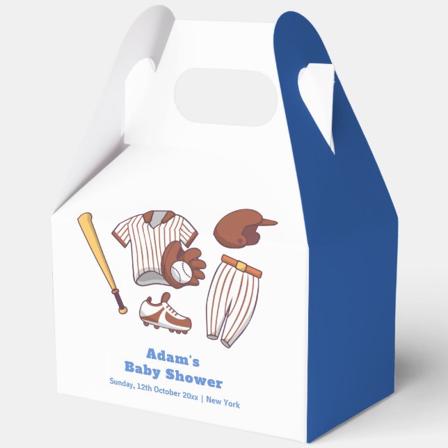 Modern Little Slugger Baseball Boy Baby Shower  Favor Boxes (Front)
