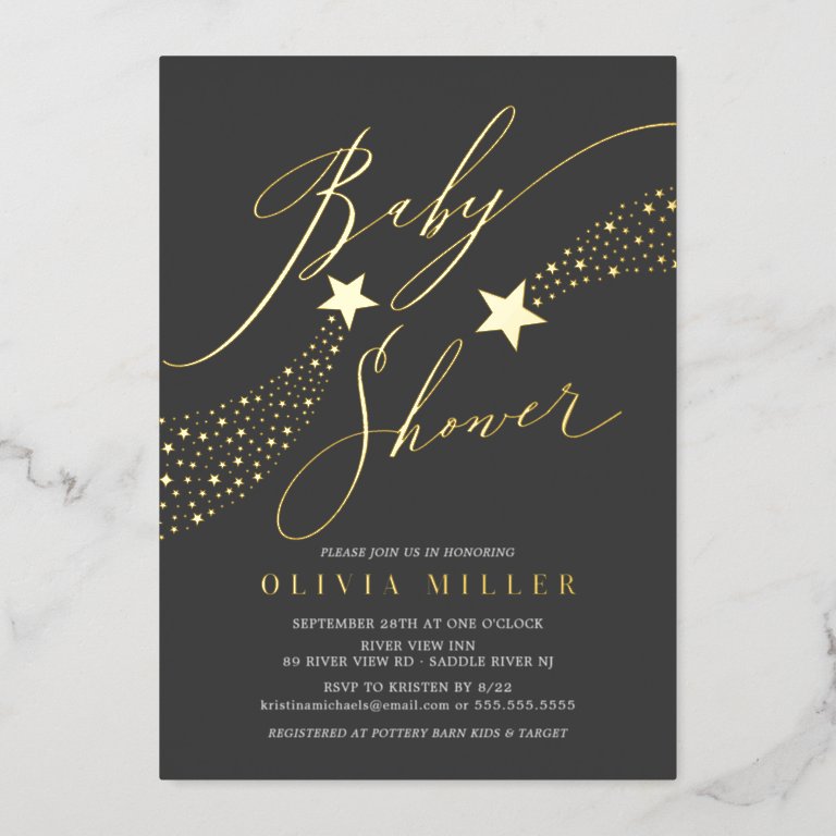 Modern Little Star Foil Invitation