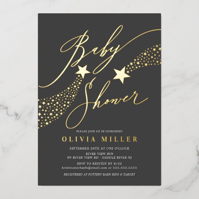 Modern Little Star Foil Invitation (Front)