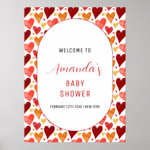 Modern Little Sweetheart Baby Shower Welcome Poster