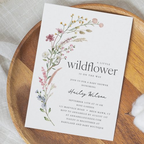 Modern Little Wildflower Baby Shower Invitation
