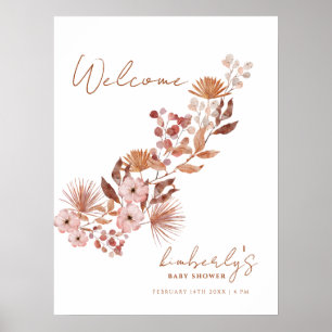 Modern Little Wildflower Boho Baby Shower Welcome Poster
