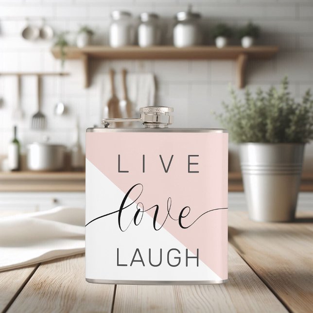 Modern Live Love Laugh Positive Motivation Quote Flask (Creator Uploaded)