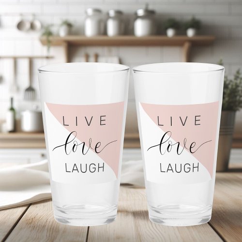 Modern Live Love Laugh Positive Motivation Quote Glass