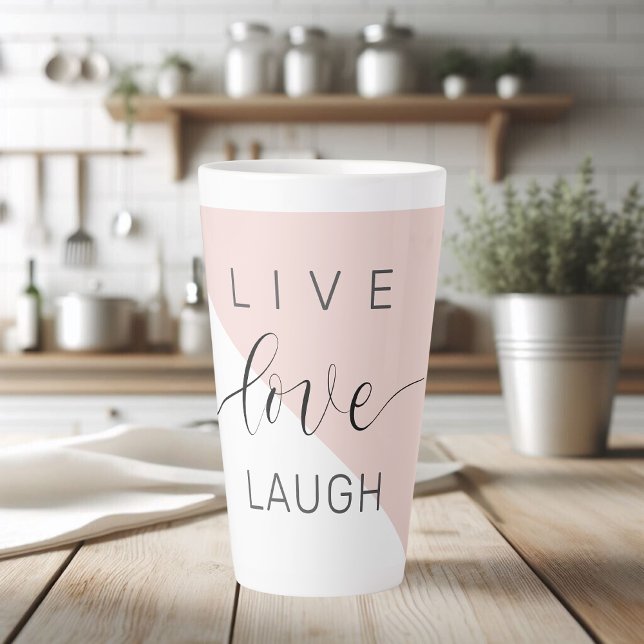 Modern Live Love Laugh Positive Motivation Quote Latte Mug (Creator Uploaded)