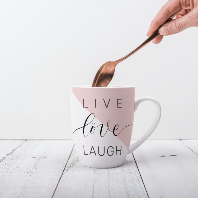 Modern Live Love Laugh Positive Motivation Quote Latte Mug (Creator Uploaded)