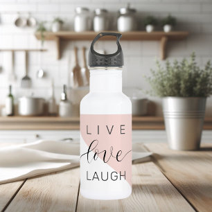 Modern Live Love Laugh Positive Motivation Quote Stainless Steel Water Bottle