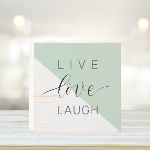 Modern Live Love Laught Positive Motivation Quote Wooden Box Sign