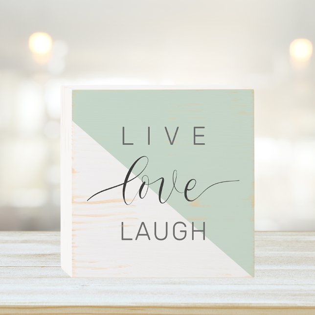 Modern Live Love Laught Positive Motivation Quote Wooden Box Sign (Creator Uploaded)