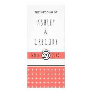 Modern living coral typography wedding program