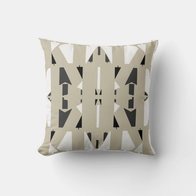 Modern Living on Beige/White/Gray/Black Throw Pillow (Front)