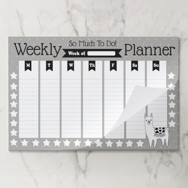 Modern Llama & Stars Weekly Planner Paper Pad (Folded)