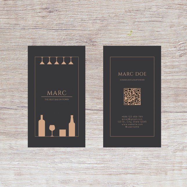 Modern Local Bar Pub Bartender Sommelier  Business Card (Creator Uploaded)
