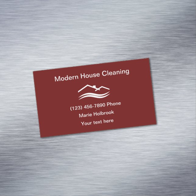 Modern Local House Cleaning Service Business Card Magnet (In Situ)
