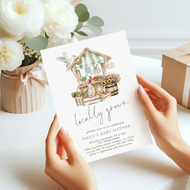 Modern Locally Grown Farmers Market Baby Shower  Invitation (Creator Uploaded)