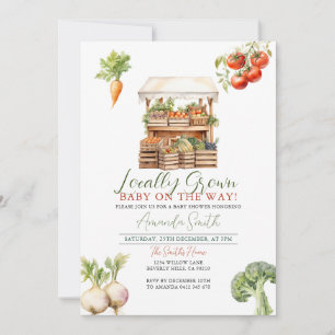 Modern Locally Grown Fresh Market Baby Shower Invitation