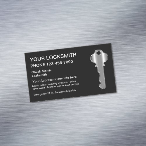 Modern Locksmith Silver Key Business Card Magnet