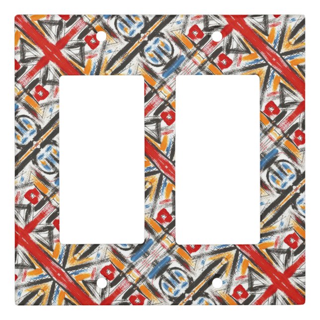 Modern Loft-Hand Painted Abstract Geometric Art Light Switch Cover (Front)