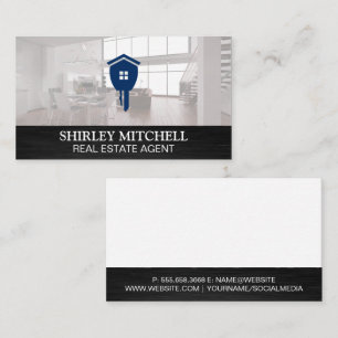 Modern Loft Home Key Real Estate Agent Design Business Card