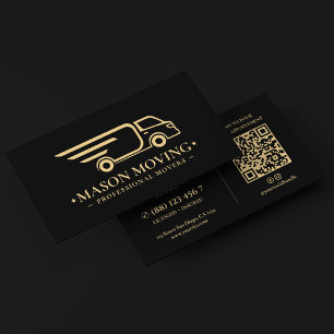 Modern Logistics Movers Moving Trucking Logo Black Business Card