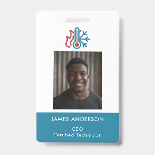  Modern Logo AC Heat Professional HVAC Employee Badge