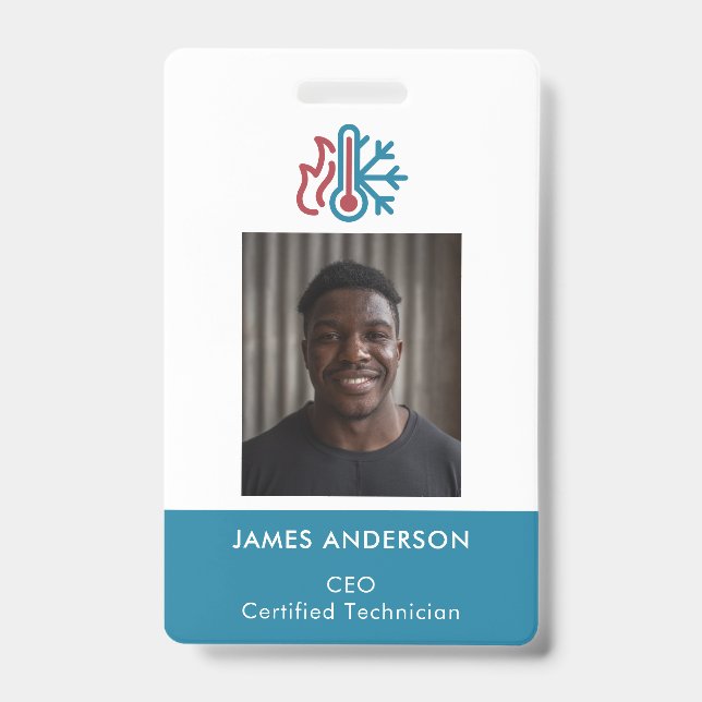  Modern Logo AC Heat Professional HVAC Employee Badge (Front)