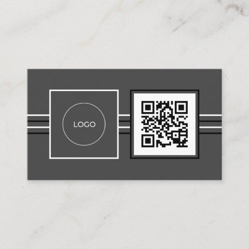 Modern logo and QR code gray Business Card