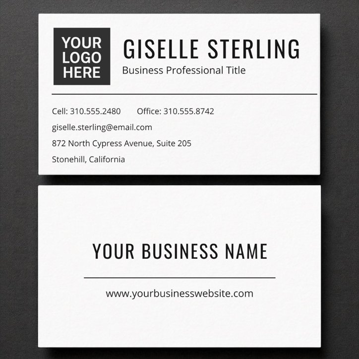 Modern Logo Black And White Professional Business Card