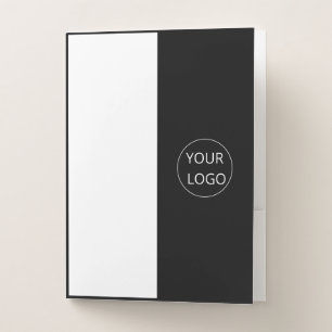 Modern Logo Black And White Qr Code Corporate Pocket Folder