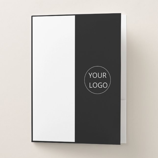 Modern Logo Black And White Qr Code Corporate Pocket Folder (Front)