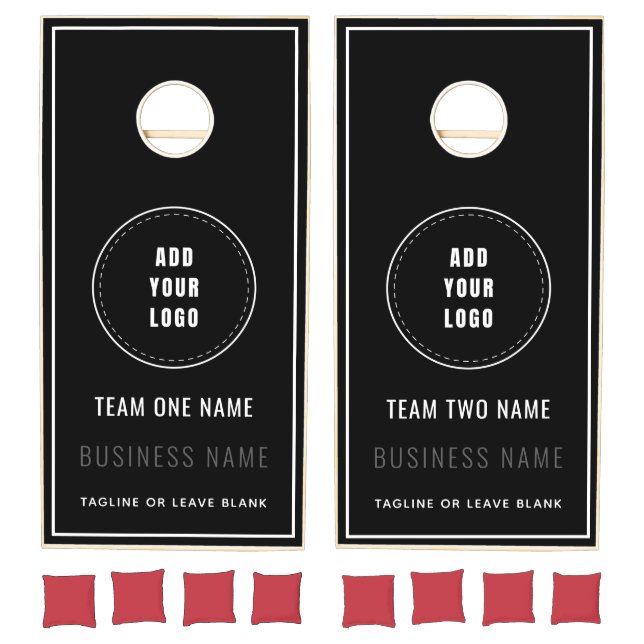 Modern Logo Black & White Business Team One Two   Cornhole Set (Set)