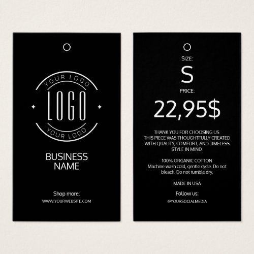Modern logo black white clothing label hang tag