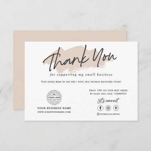 Modern Logo branding social media business Thank Y Thank You Card