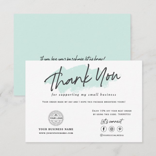 Modern Logo branding social media business Thank Y You Card (Front/Back)