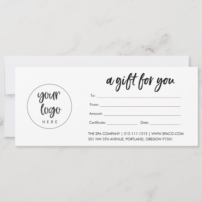 Modern Logo Business Gift Certificate (Matte) (Front)