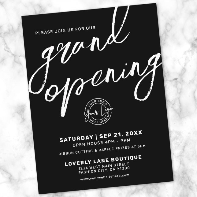 Modern Logo Business Grand Opening Invitation Postcard (Modern Pink Logo Business Grand Opening Invitation Postcard)