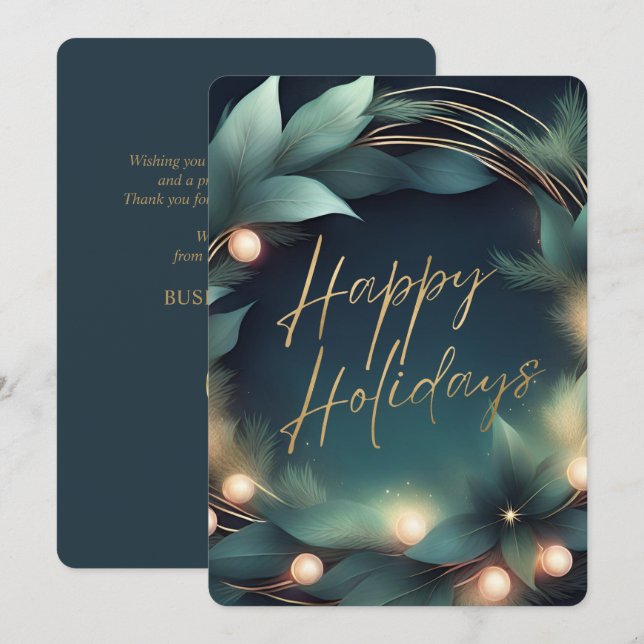 Modern Logo Corporate Business Holiday Card (Front/Back)