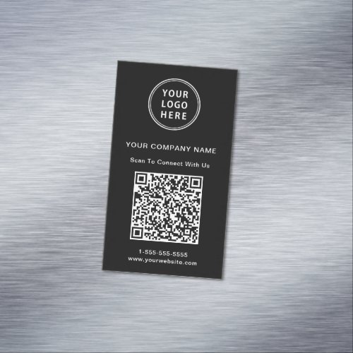 Modern Logo Create Your QR Code Black Business Card Magnet