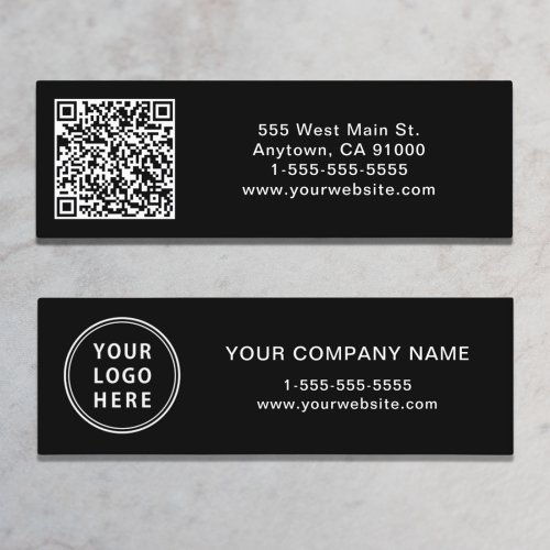 Modern Logo Create Your QR Code Black Mini Business Card