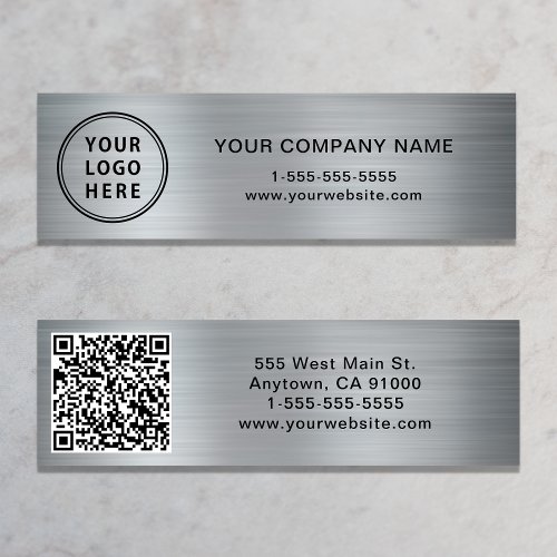 Modern Logo Create Your QR Code Silver Mini Business Card