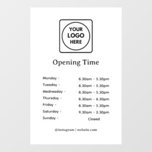 Modern Logo   Custom Business Opening Hours Sign Wall Decal