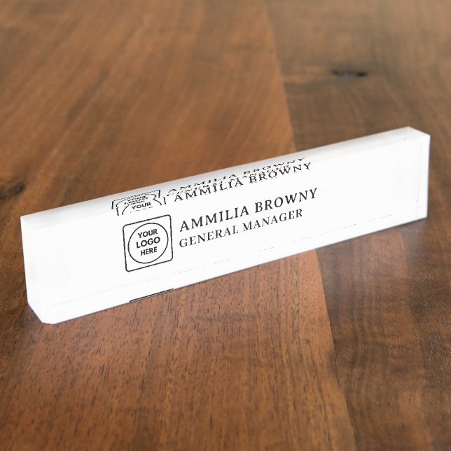 Modern Logo | Custom Employee Manager Branding Desk Name Plate (Side)