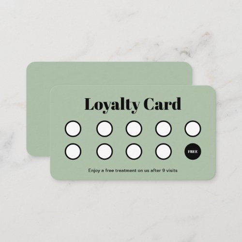 Modern Logo Customer Loyalty Punch Card Sage Green