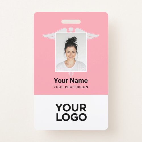 Modern Logo Employee Doctor Nurse Photo Name ID Badge
