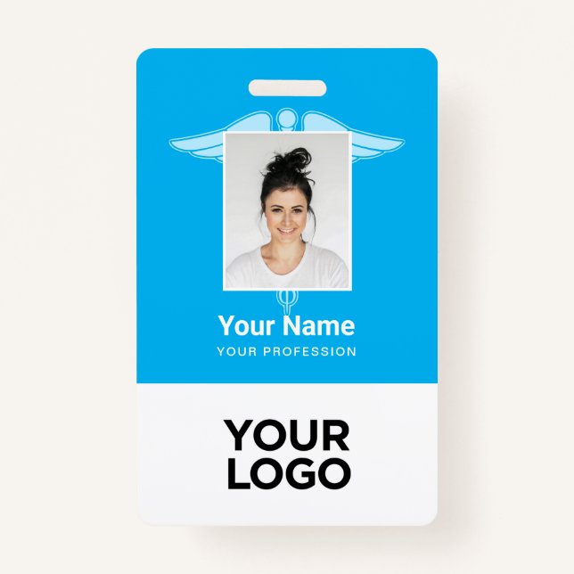 Modern Logo Employee Doctor Nurse Photo Name ID Badge (Front)