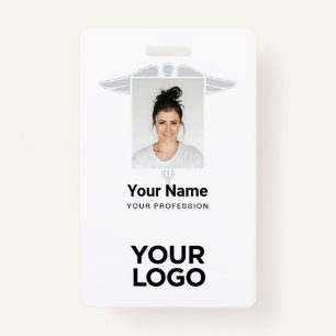 Modern Logo Employee Doctor Nurse Photo Name ID Badge